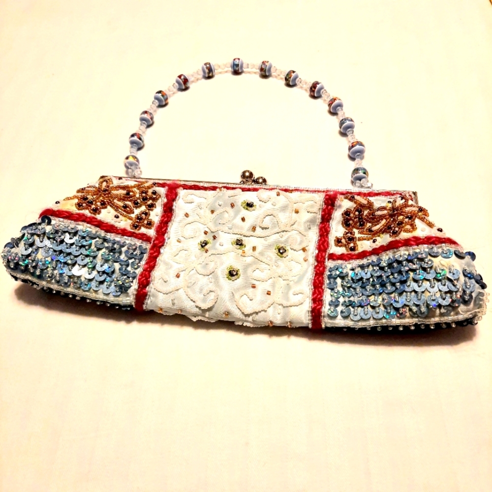 Beaded and sequined evening bag